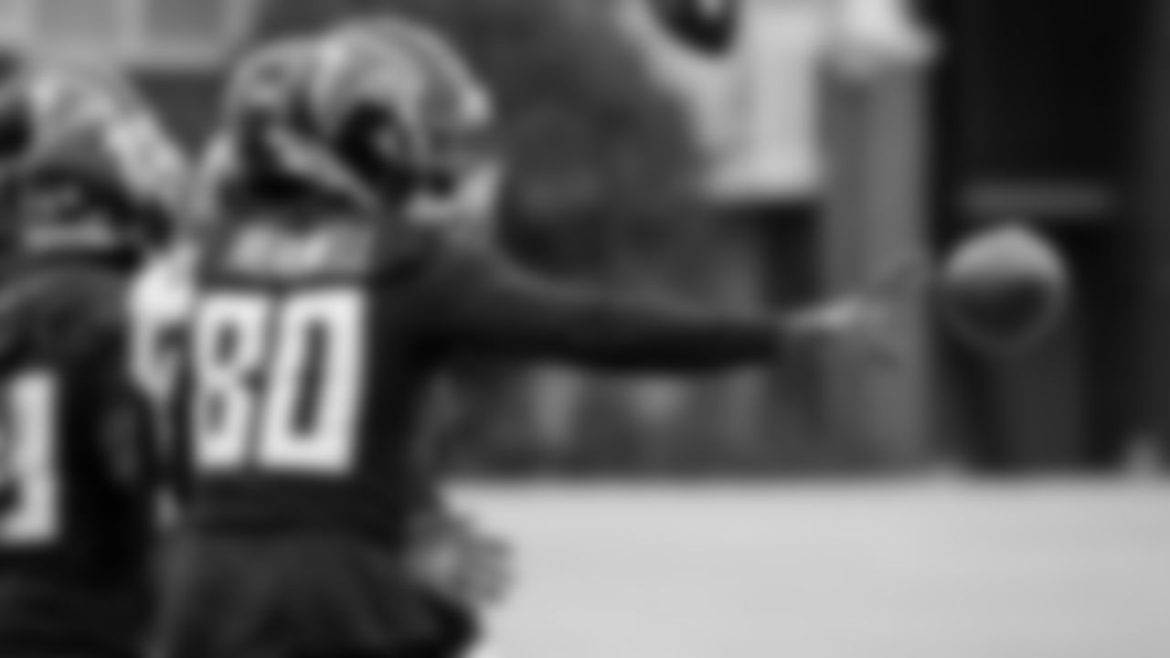 Atlanta Falcons wide receiver Laquon Treadwell #80 warms up during practice at IBM performance field.