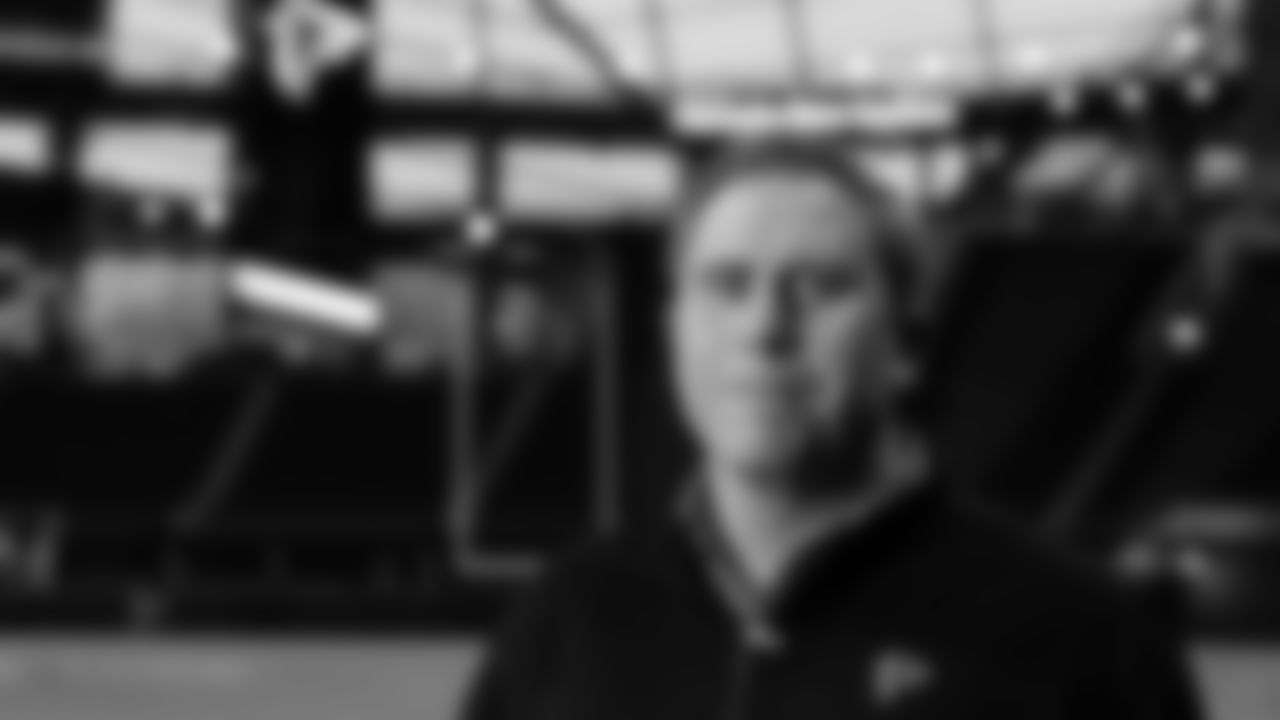 Atlanta Falcons head coach Arthur Smith poses for a portrait during his first visit to Mercedes-Benz Stadium in Atlanta, Georgia, on Thursday January 21, 2021.