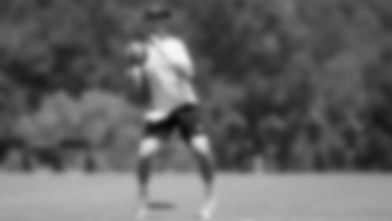 Atlanta Falcons quarterback Matt Ryan #2 drops back to throw a ball at AT&T Atlanta Falcons Training Camp on August 10, 2020 in Flowery Branch, GA. (Photo by Kara Durrette/Atlanta Falcons)