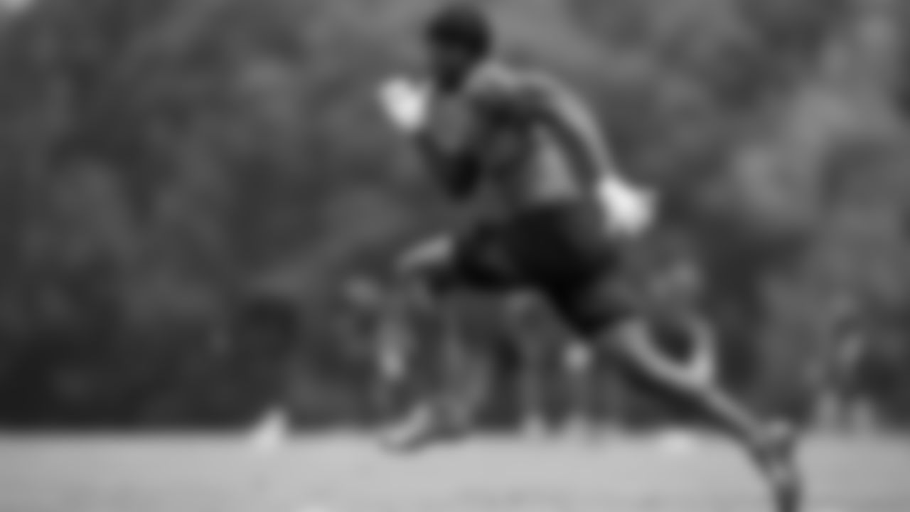 Atlanta Falcons wide receiver Calvin Ridley #18 runs at AT&T Atlanta Falcons Training Camp on August 7, 2020 in Flowery Branch, GA. (Photo by Kara Durrette/Atlanta Falcons)
