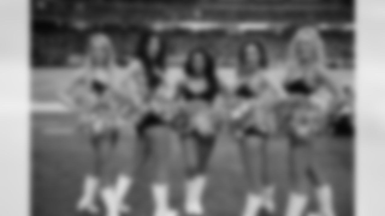A few of the Atlanta Falcons Cheerleaders pose on the sideline (PHOTOS: Art Morrison, Special to AtlantaFalcons.com)
