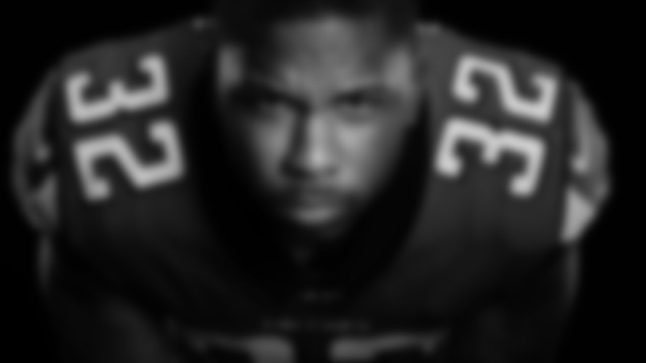 Rashard Causey #32, poses for a portrait during Media Day 2019, at the Atlanta Falcons Training Facility, in Flowery Branch, Georgia. (Photo by Rob Foldy/Atlanta Falcons)