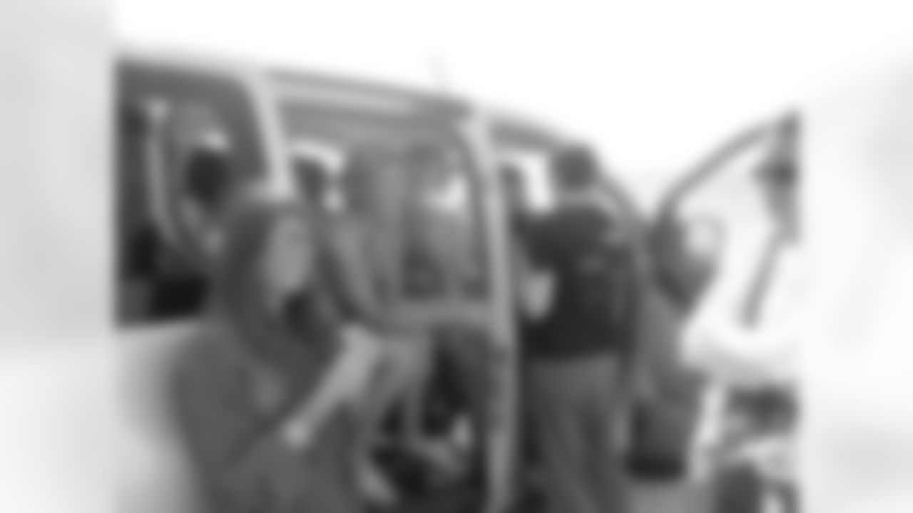 Natalie D. and Naiz B. hang out in a taxi at Sunday's photo shoot location // Atlanta Falcons Cheerleaders Swimsuit Calendar Photo Shoot - Day 4 // 5/29/11 // Bermuda -