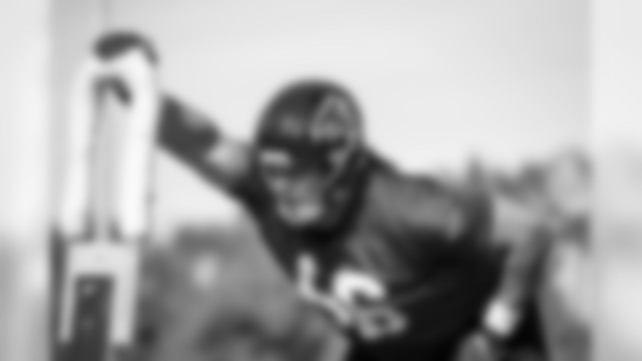 Atlanta Falcons defensive tackle Tyeler Davison #96 works during practice. (Photo by Kara Durrette/Atlanta Falcons)
