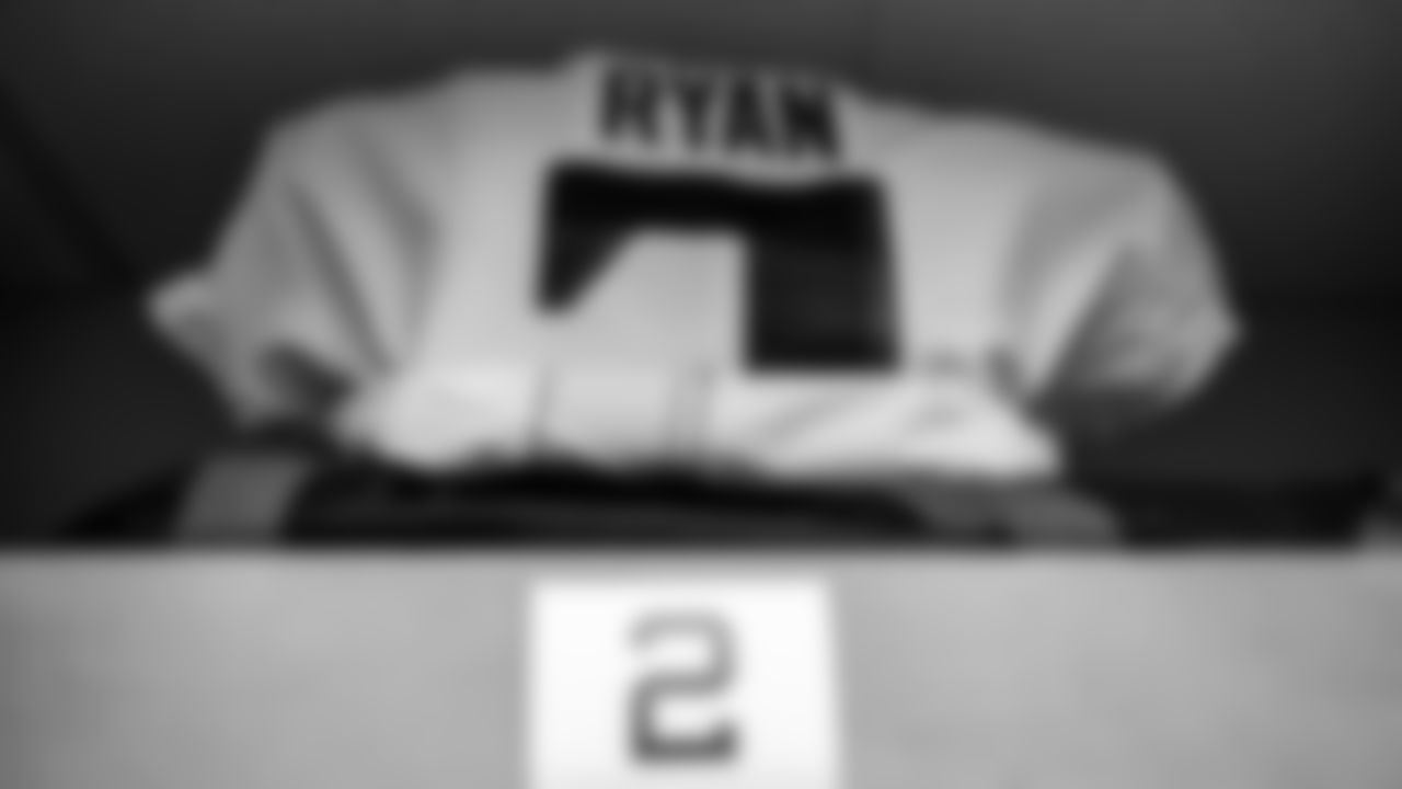 Lockers set before the Atlanta Falcons face the Green Bay Packers on October 5, 2020. (Photo by Austin Hittel/AtlantaFalcons)