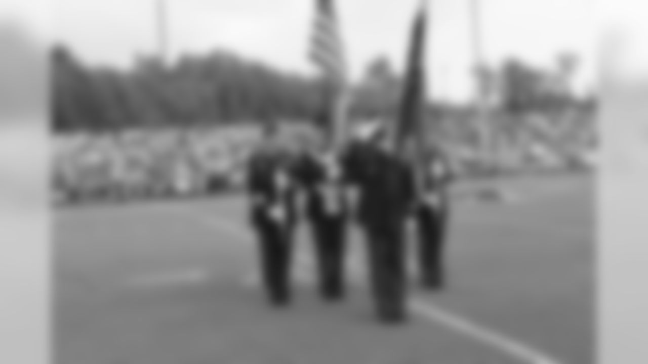 The color guard on the field for the performance of the National Anthem // 2011 Friday Night Lights // August 5, 2011 // Norcross, Ga. —