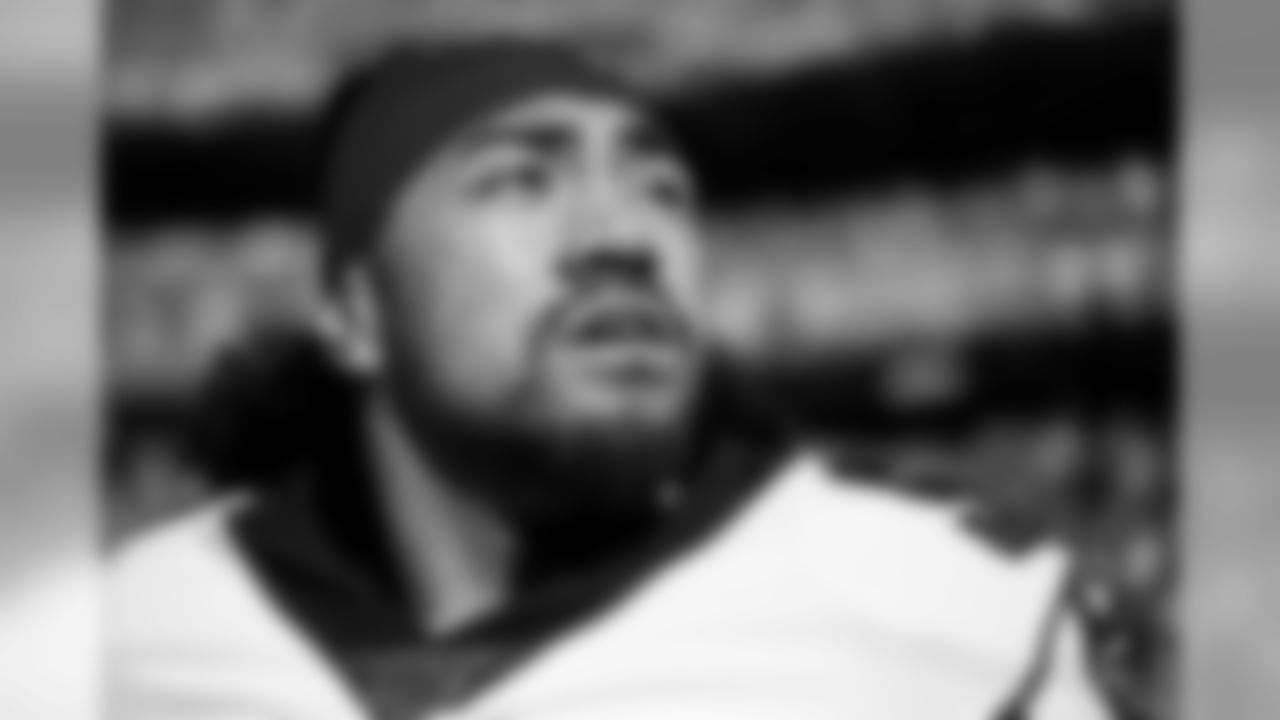 Atlanta Falcons defensive tackle Jacob Tuioti-Mariner #91 looks on from the sideline at Levi's Stadium in Santa Clara, CA, on Sunday December 15, 2019. (Photo by Kara Durrette/Atlanta Falcons)