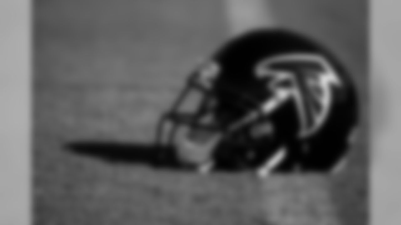 A detailed view of a helmet during practice. (Photo by Kara Durrette/Atlanta Falcons)