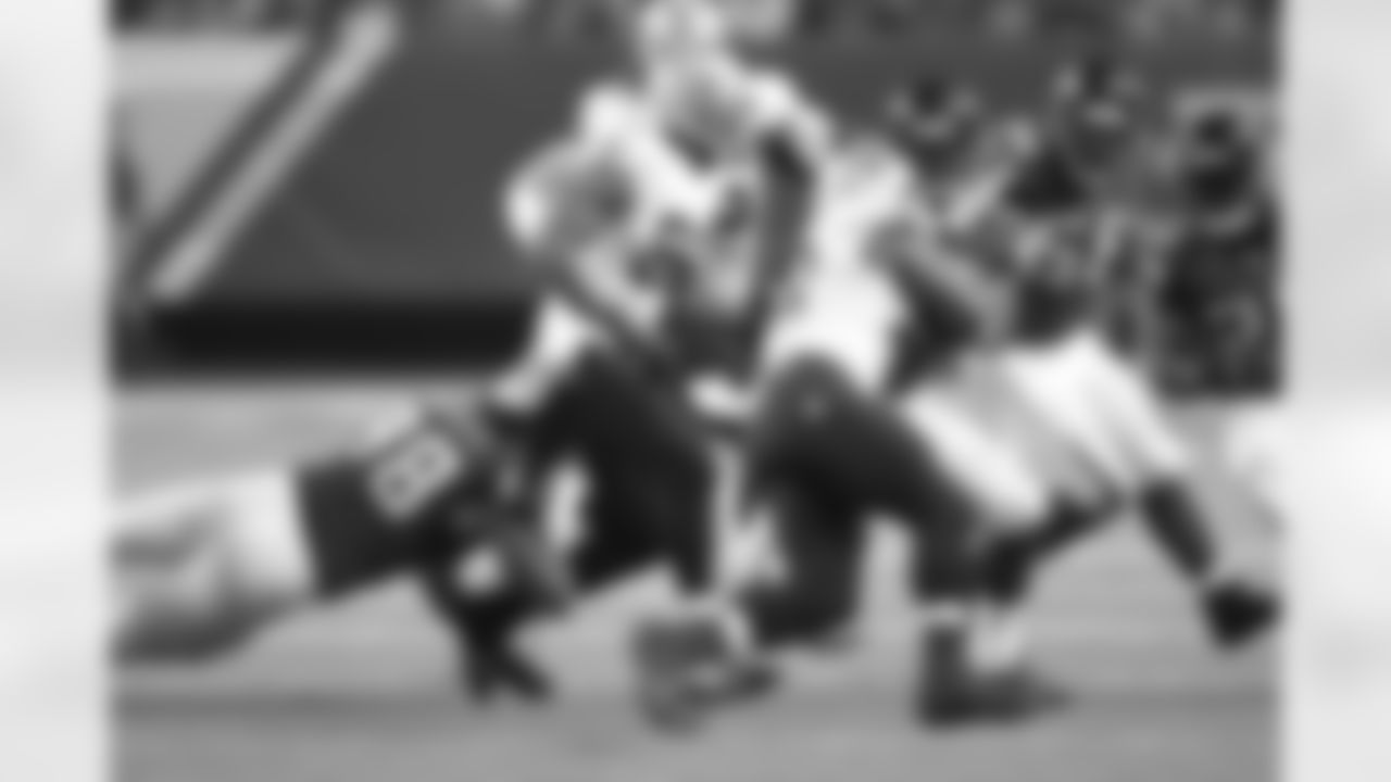 The Falcons defense battles with the Saints offense