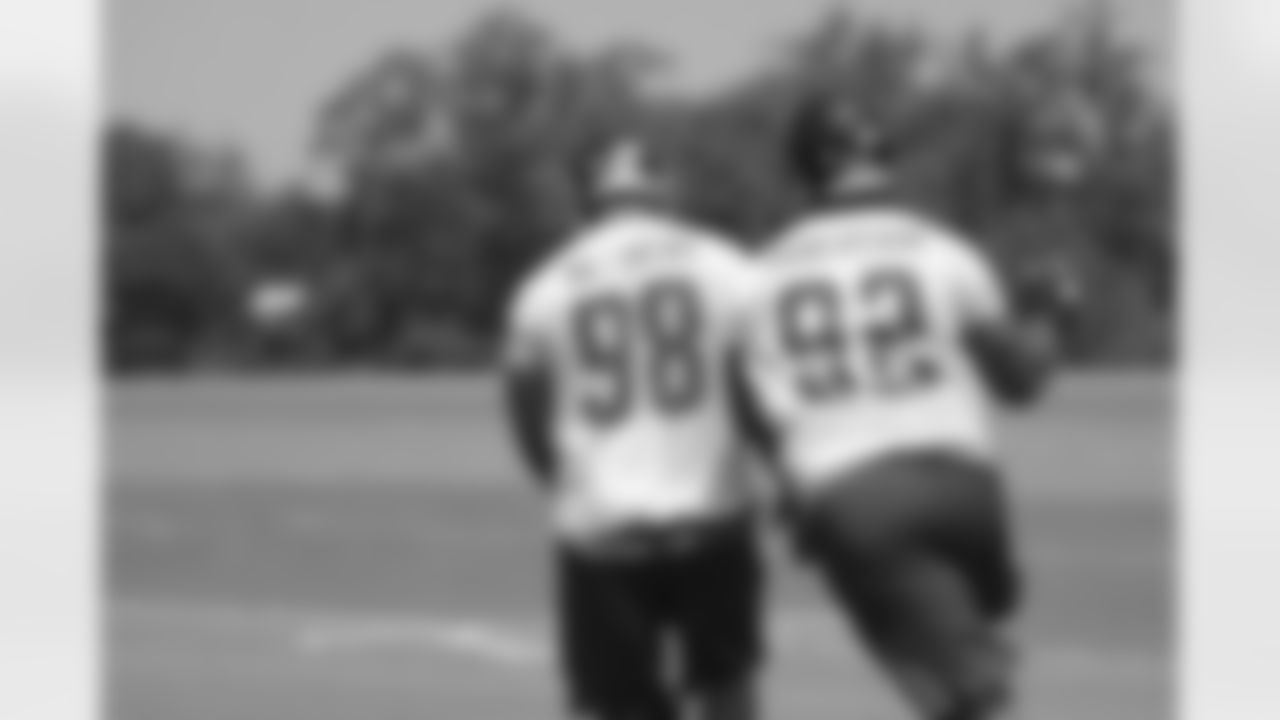DE Cliff Matthews and DT Travian Robertson // 2012 Atlanta Falcons Minicamp - Day 3 // June 21, 2012 // Flowery Branch, Ga. -