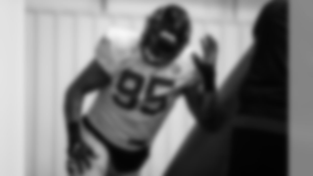 Atlanta Falcons defensive tackle Jack Crawford #95 runs a drill during the first practice preparing for the second preseason game against the New York Jets. (Photo by Kara Durrette/Atlanta Falcons)