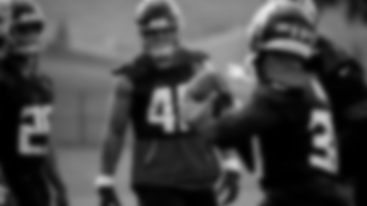 Atlanta Falcons fullback Keith Smith #40 smiles during practice at IBM Performance Field. (Photo by Kara Durrette/Atlanta Falcons)
