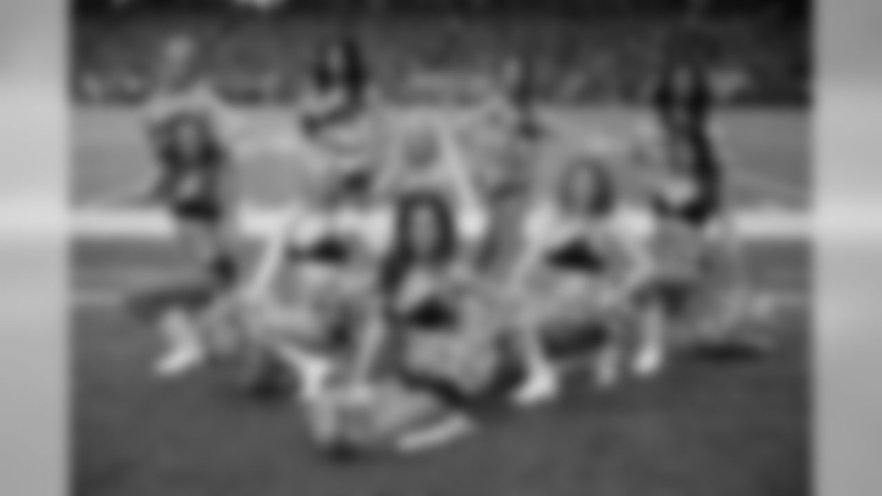A few of the Atlanta Falcons Cheerleaders pose on the sideline (PHOTOS: Art Morrison, Special to AtlantaFalcons.com)