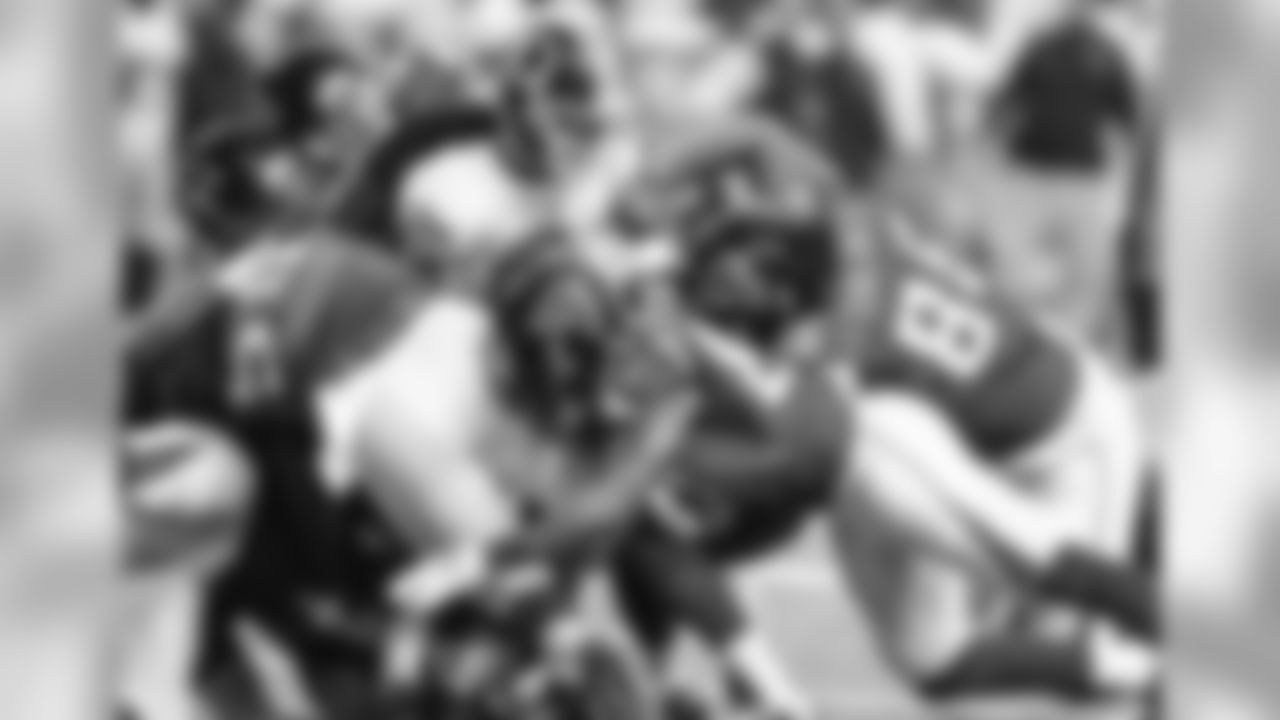 A gaggle of Falcons swarm in to make a special teams tackle