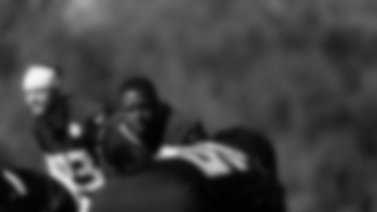 Atlanta Falcons linebacker Foye Oluokun #54 looks on during team practice at Atlanta Falcons Headquarters in Flowery Branch, Georgia, on Wednesday November 10, 2021. (Photo by Dakota Williams/Atlanta Falcons)