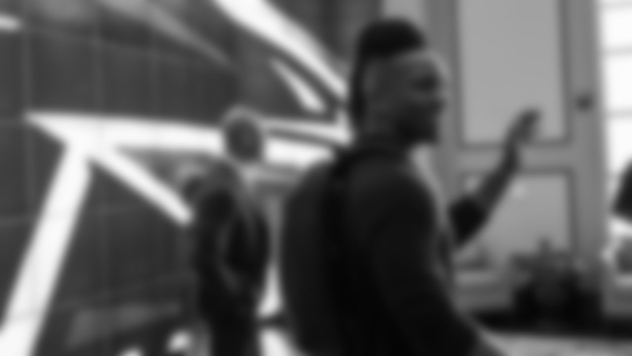 The 2023 Draft Pick Bijan Robinson arrives at the Atlanta Falcons Training Facility during the 2023 NFL Draft Day 2 at the Atlanta Falcons Headquarters in Flowery Branch, Ga. on Friday, April 28, 2023. (Photo by Brandon Magnus/Atlanta Falcons)