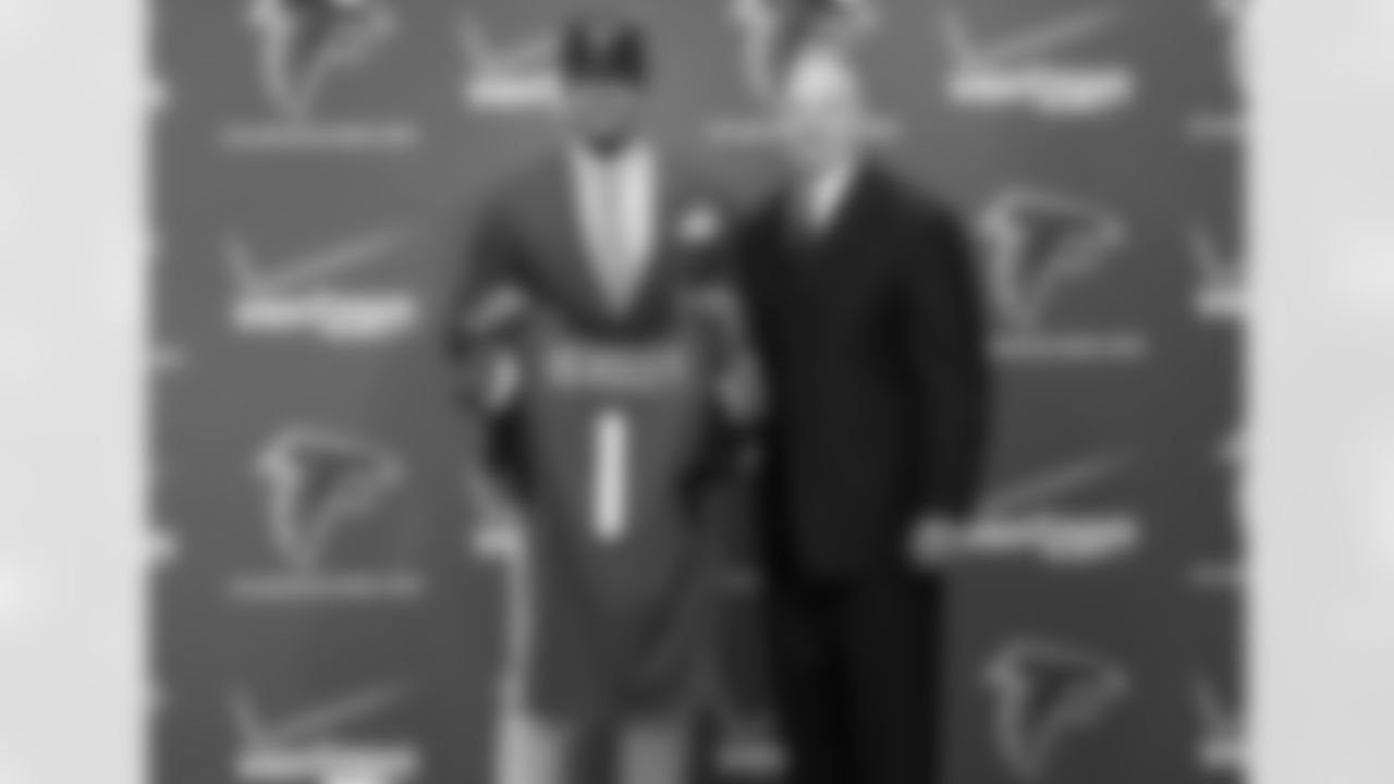 DE Vic Beasley with head coach Dan Quinn