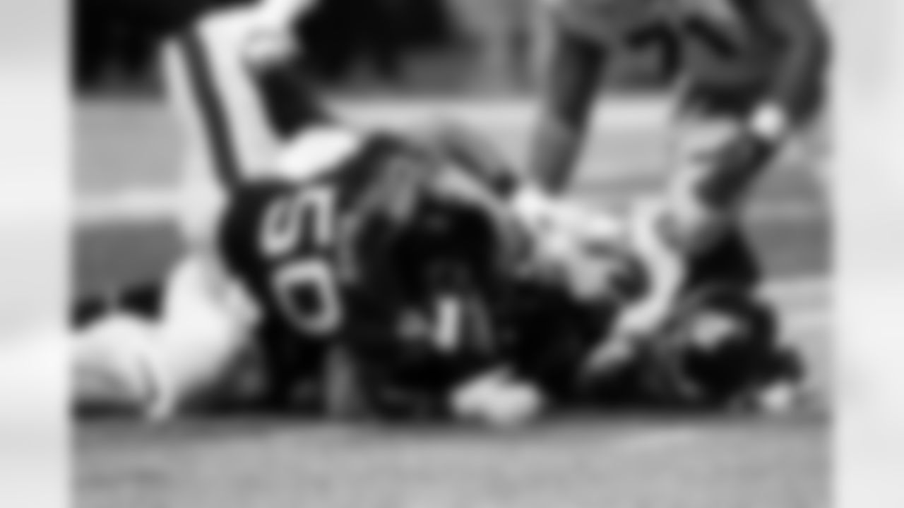 DT Grady Jarrett sacks New York Giants quarterback Eli Manning