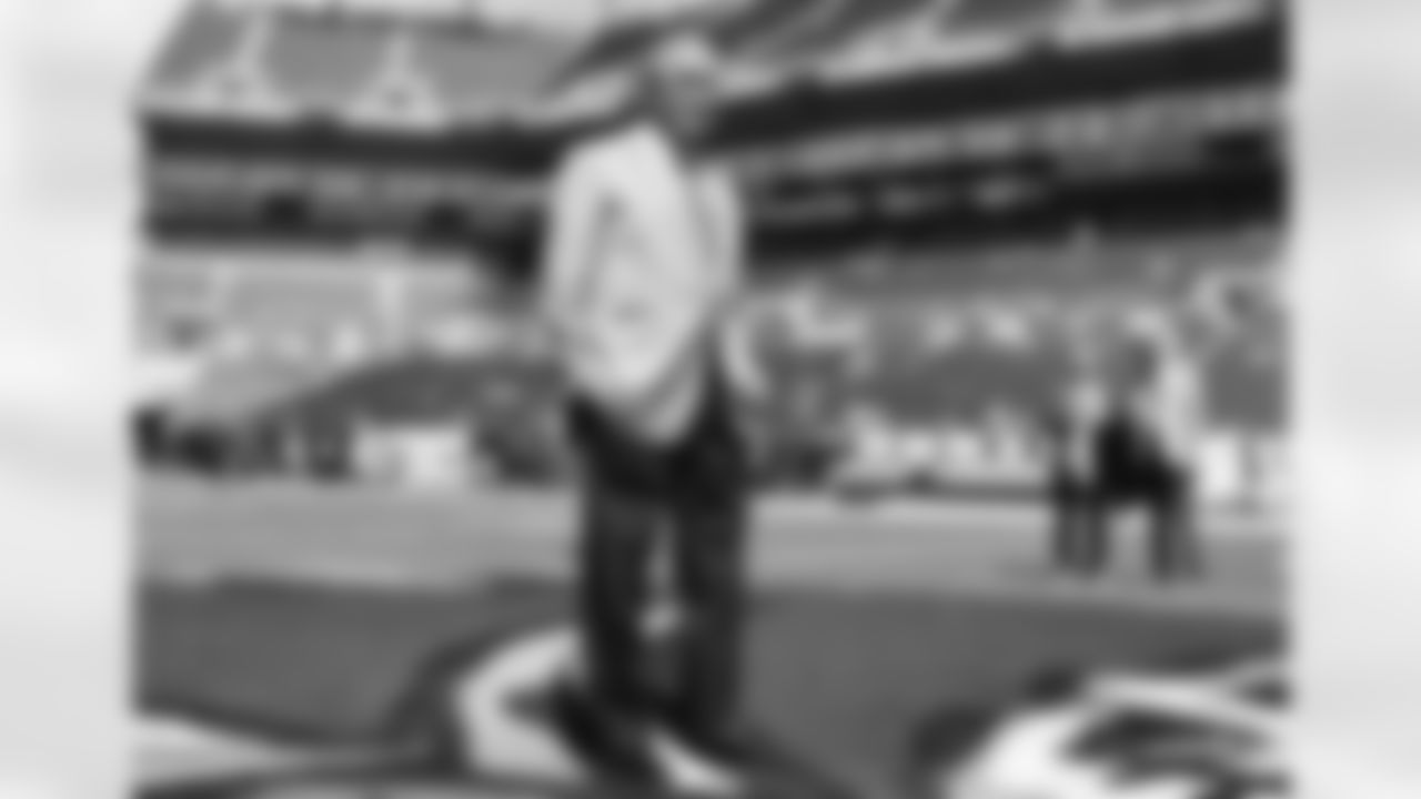 Atlanta Falcons owner Arthur Blank is seen on the field during warmups prior to a game against the Tampa Bay Buccaneers at Raymond James Stadium in Tampa, Florida on Sunday, September 19, 2021. (Photo by Matt Pendelton/Atlanta Falcons)