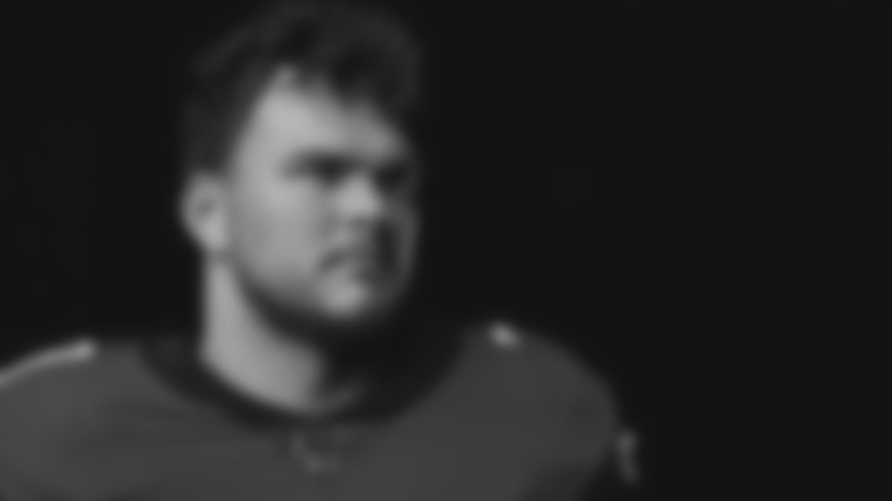 Jake Matthews #70, poses for a portrait during Media Day 2019, at the Atlanta Falcons Training Facility, in Flowery Branch, Georgia. (Photo by Rob Foldy/Atlanta Falcons)