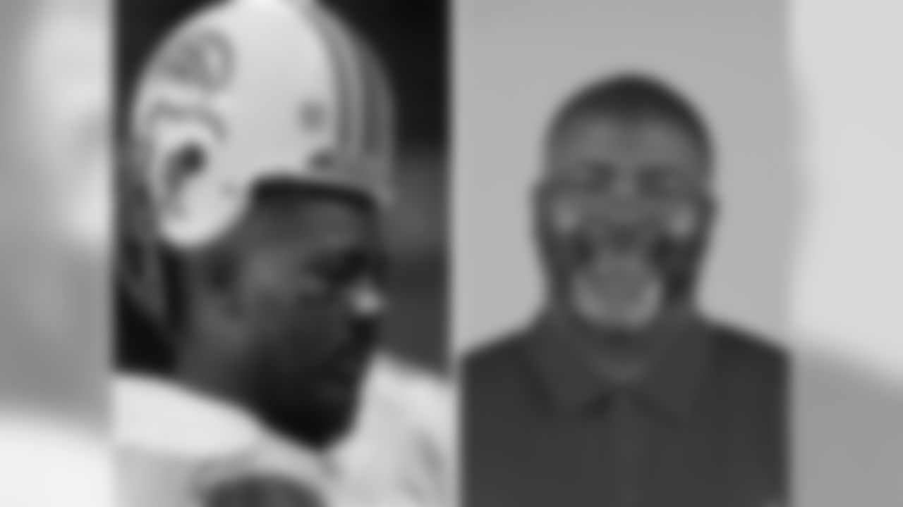 Defensive Line Coach Bryan Cox in 1995 (left) and in 2013 (right)