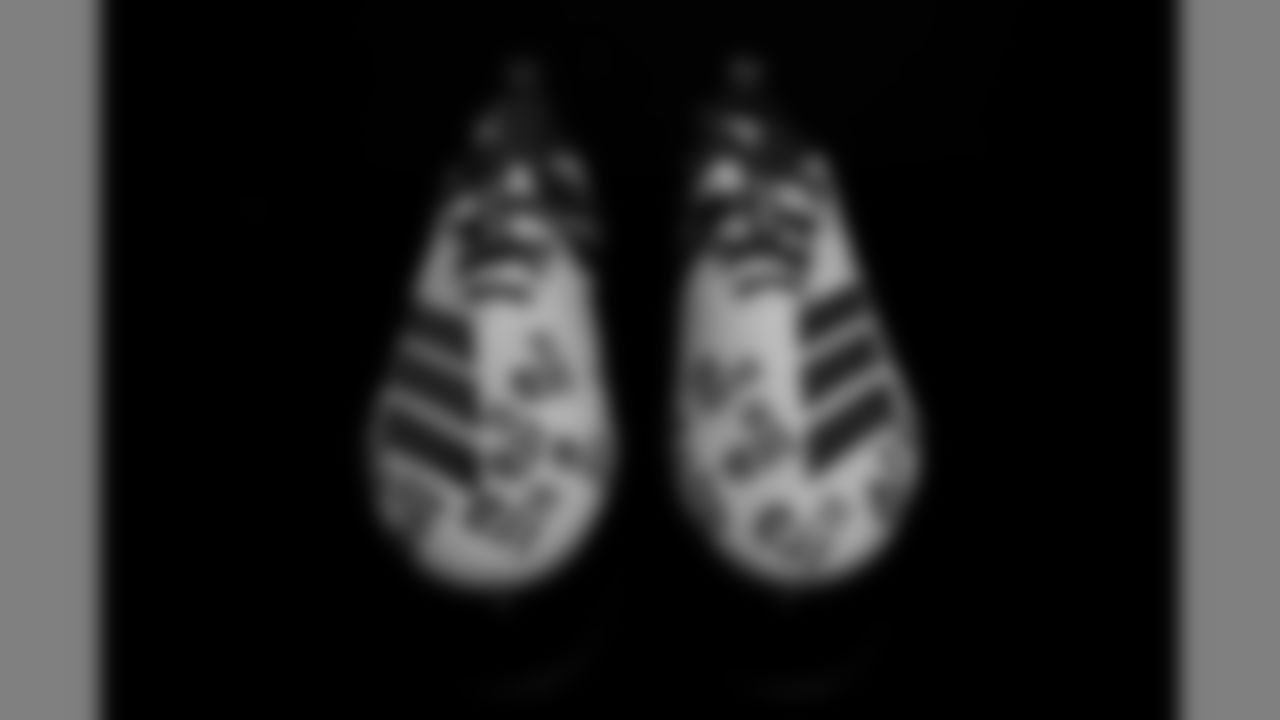 Images of painted cleats raising awareness for the Equal Justice Initiative to be worn by Atlanta Falcons free safety Ricardo Allen #37 for the 2019 NFL My Cause My Cleats initiative. (Photo by Kara Durrette/Atlanta Falcons)