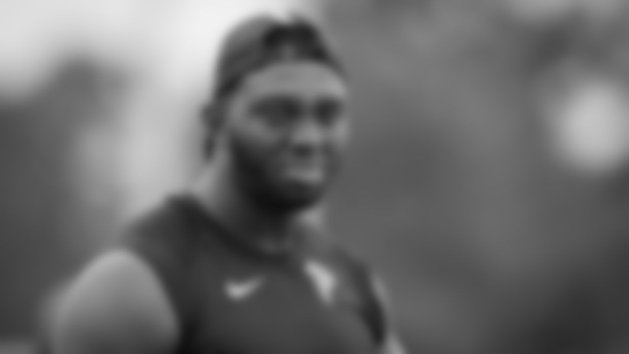 Atlanta Falcons tight end Khari Lee #86 looks on at AT&T Atlanta Falcons Training camp on August 11, 2020 in Flowery Branch, Ga. (Photo by Kara Durrette/Atlanta Falcons)