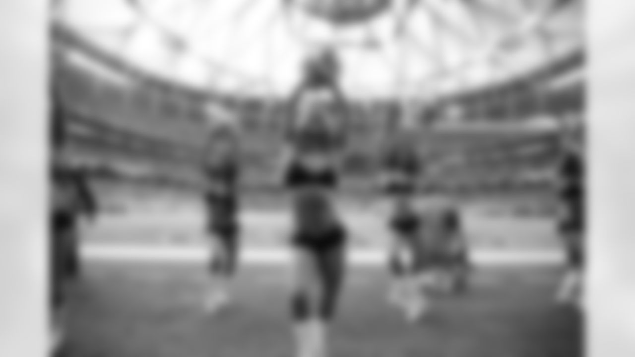 Sabrina C. and the Atlanta Falcons Cheerleaders perform a dance in the endzone (PHOTOS: Art Morrison, Special to AtlantaFalcons.com)