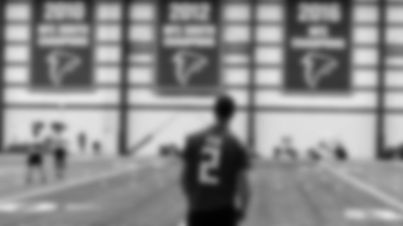 Atlanta Falcons quarterback Matt Ryan #2 warms up during practice at IBM Performance Field.