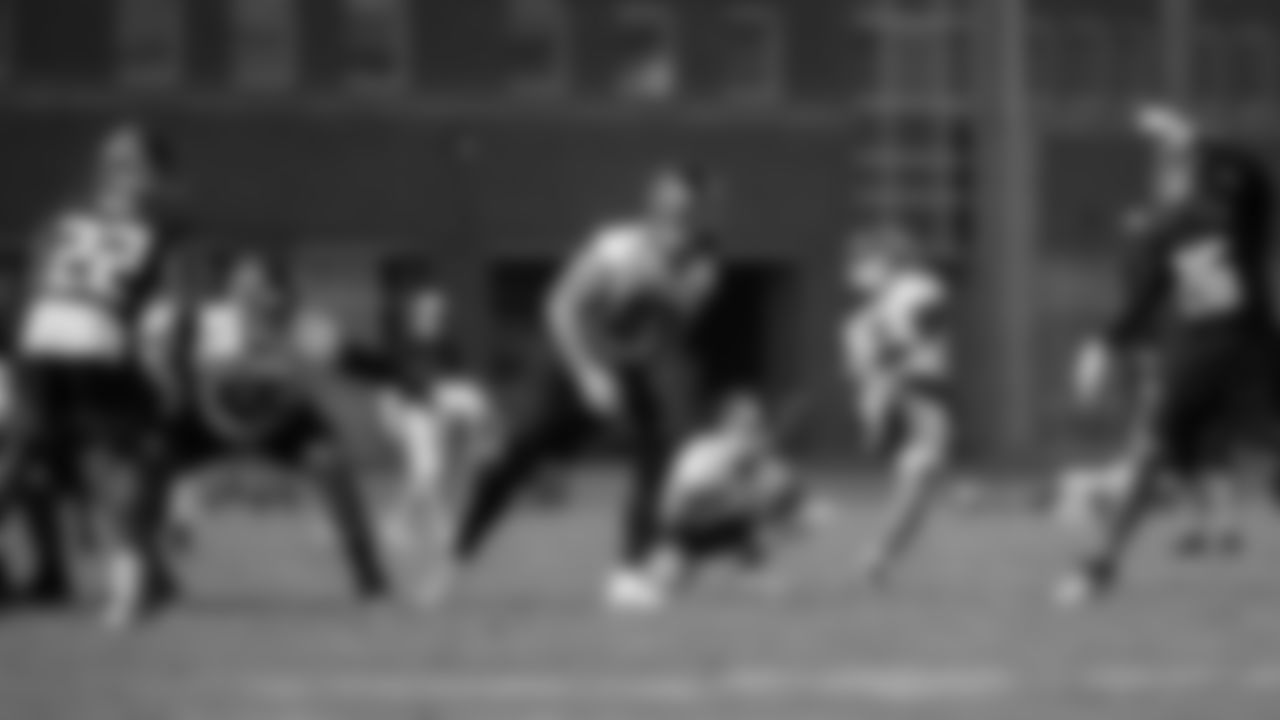 Atlanta Falcons kicker Younghoe Koo #7 looks on after kicking the ball at AT&T Atlanta Falcons Training Camp on August 27, 2020 in Flowery Branch, GA. (Photo by Kara Durrette/Atlanta Falcons)