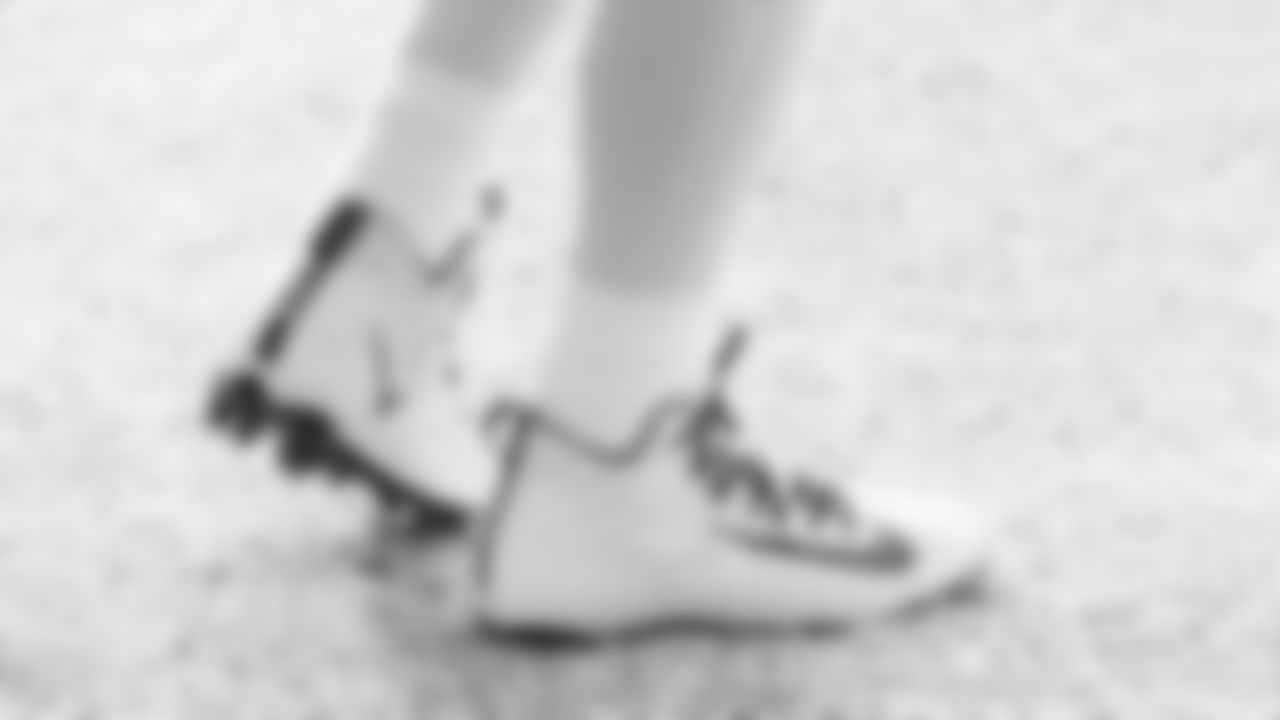 Atlanta Falcons quarterback Matt Ryan #2 cleats are shown before the game against the Minnesota Vikings on October 18, 2020. (Photo by Adam Hagy/Atlanta Falcons)
