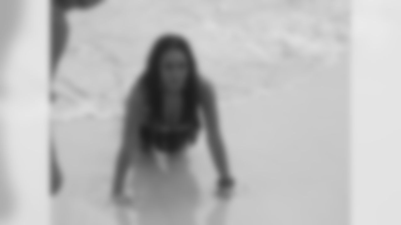 Jordan C. gets her pose ready // Atlanta Falcons Cheerleaders Swimsuit Calendar Photo Shoot - Day 1 // 5/26/11 // Bermuda -