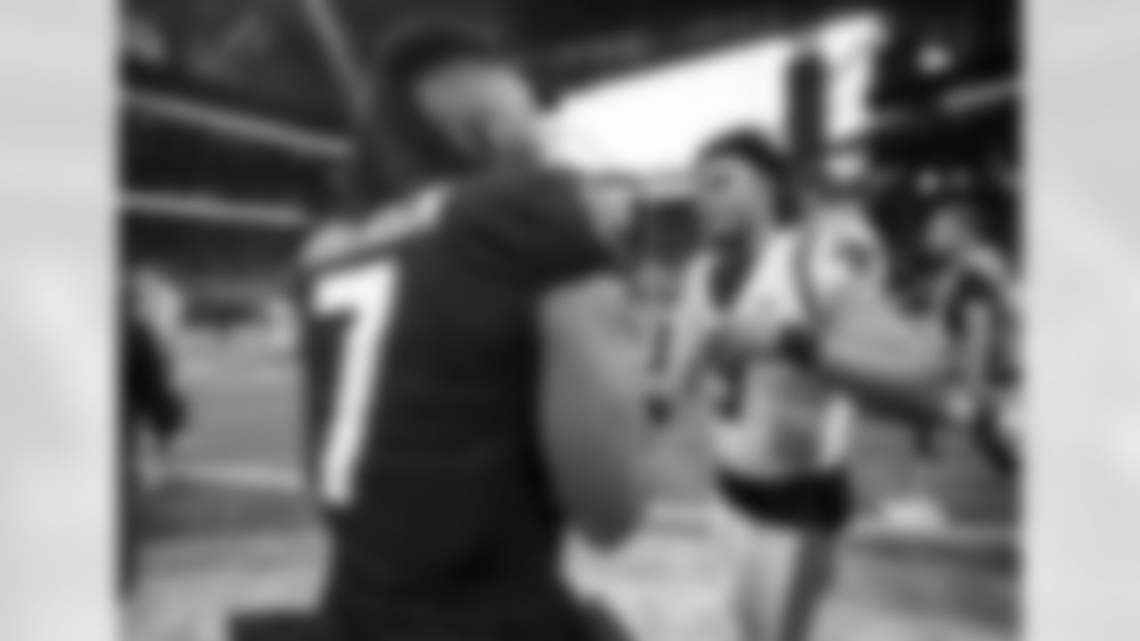Atlanta Falcons running back Bijan Robinson #7 after the Week 1 Game against the Carolina Panthers at Mercedes-Benz Stadium in Atlanta, Georgia on Sunday, September 10, 2023. (Photo by AJ Reynolds/Atlanta Falcons)