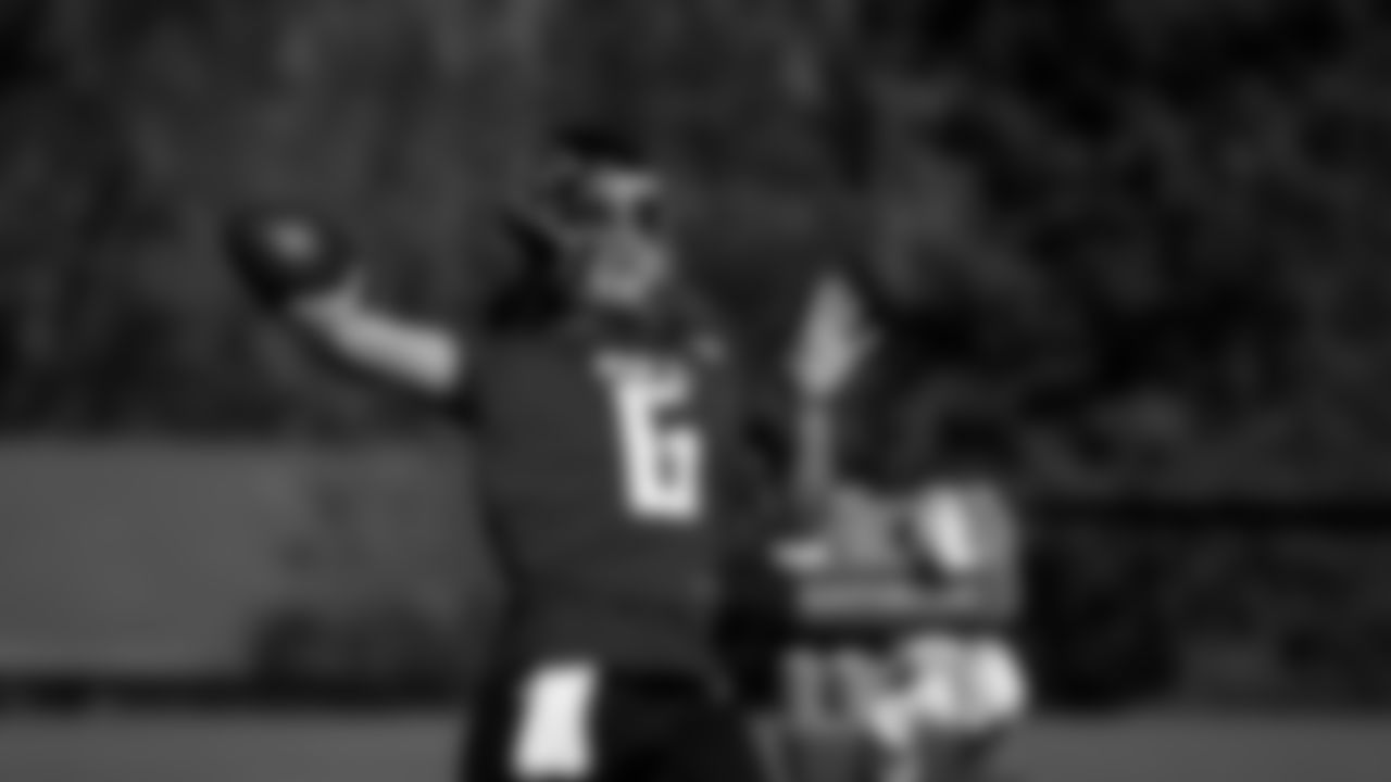 Atlanta Falcons quarterback Kurt Benkert #6 in action during practice at IBM Performance Field.