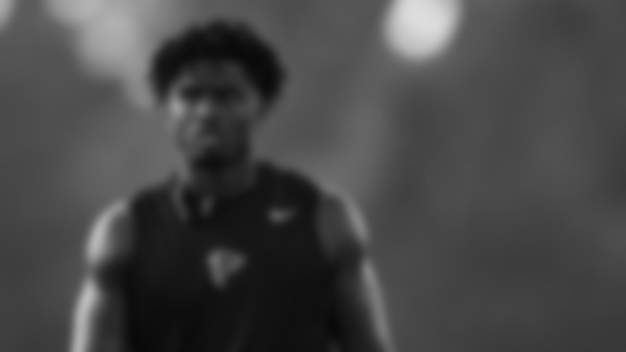 Atlanta Falcons wide receiver Laquon Treadwell #80 looks on at AT&T Atlanta Falcons Training Camp on August 3, 2020 in Flowery Branch, Ga. (Photo by Rob Foldy/Atlanta Falcons)