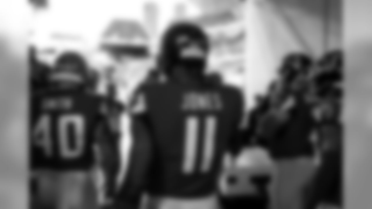 Atlanta Falcons wide receiver Julio Jones #11 in the tunnel before the game against the Philadelphia Eagles at Mercedes-Benz Stadium in Atlanta, GA, on Sunday September 15, 2019. (Photo by Jacob Gonzalez/Atlanta Falcons)