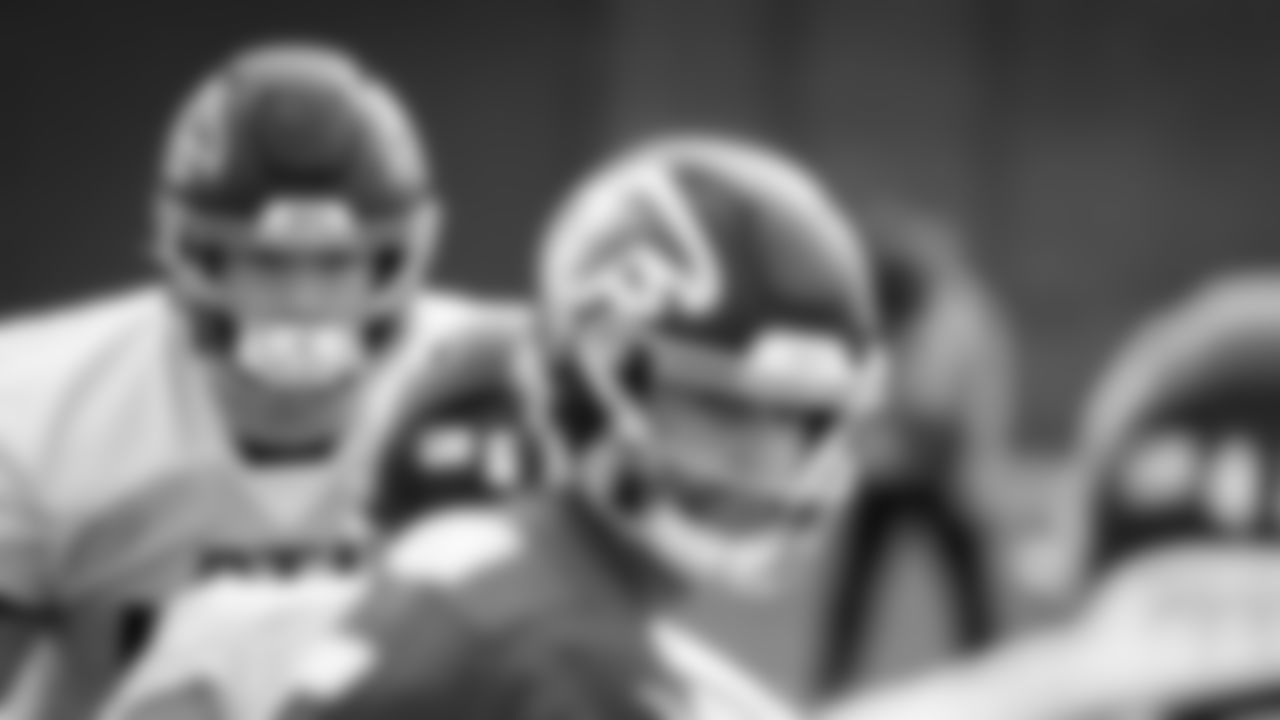 Atlanta Falcons offensive guard Colby Gossett #66 during team practice at Atlanta Falcons Headquarters in Flowery Branch, Georgia, on Thursday, December 16, 2021. (Photo by Shanna Lockwood/Atlanta Falcons)