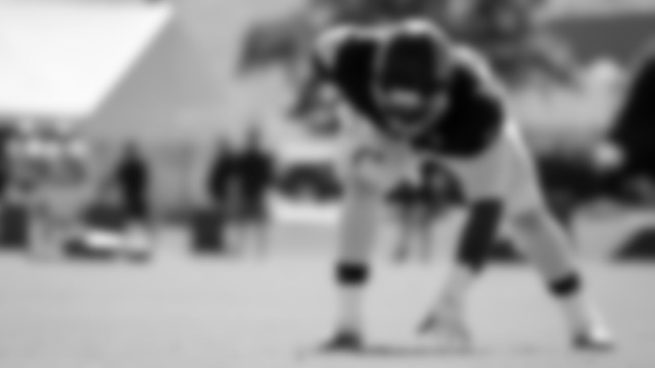 Atlanta Falcons defensive tackle Grady Jarrett #97 prepares for a drill during practice at IBM Performance Field. (Photo by Kara Durrette/Atlanta Falcons)