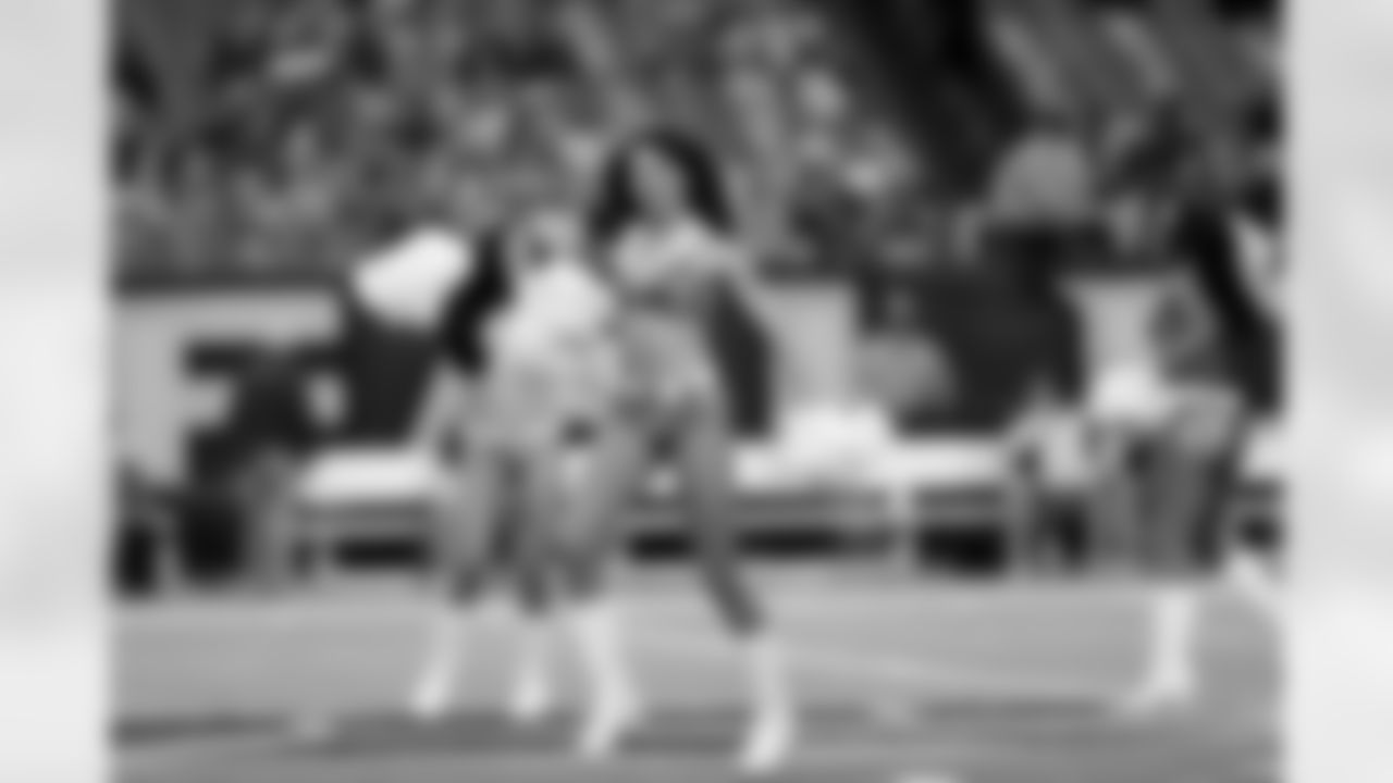 Brittiney W. and the Atlanta Falcons Cheerleaders perform before the Falcons' Salute to Service game
