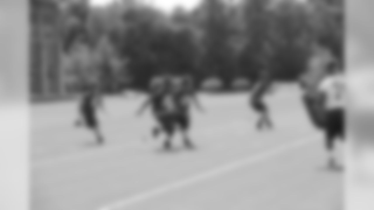 From left: FB Lee Meisner, TE LaMark Brown, OG Andrew Jackson // 2012 Rookie Minicamp – Day 1 // May 11, 2012 // Flowery Branch –