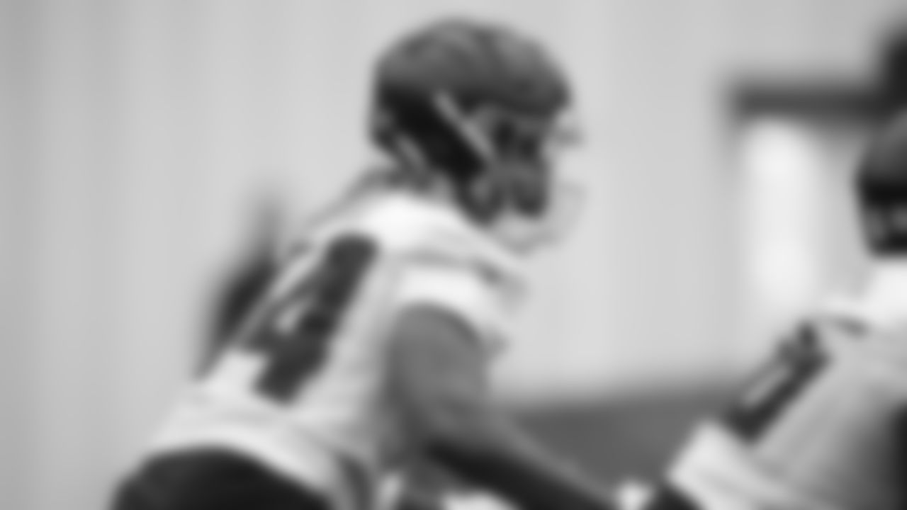Atlanta Falcons tight end Cam Sutton #44 during the 2023 Rookie Minicamp at the Atlanta Falcons headquarters in Flowery Branch, Georgia, on Friday, May 12, 2023. (Photo by Shanna Lockwood/Atlanta Falcons)