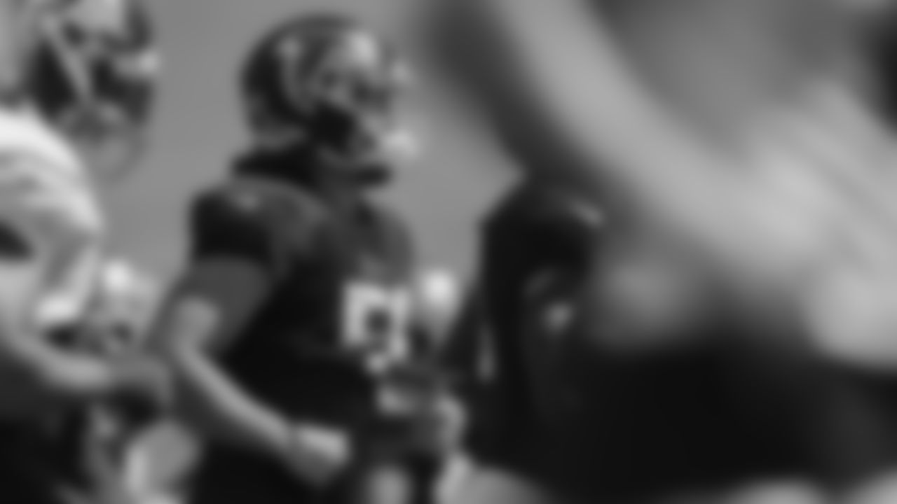 Atlanta Falcons inside linebacker Nathan Landman #55 during practice in Flowery Branch, Georgia, on Wednesday, September 14, 2022. (Photo by Shanna Lockwood/Atlanta Falcons)