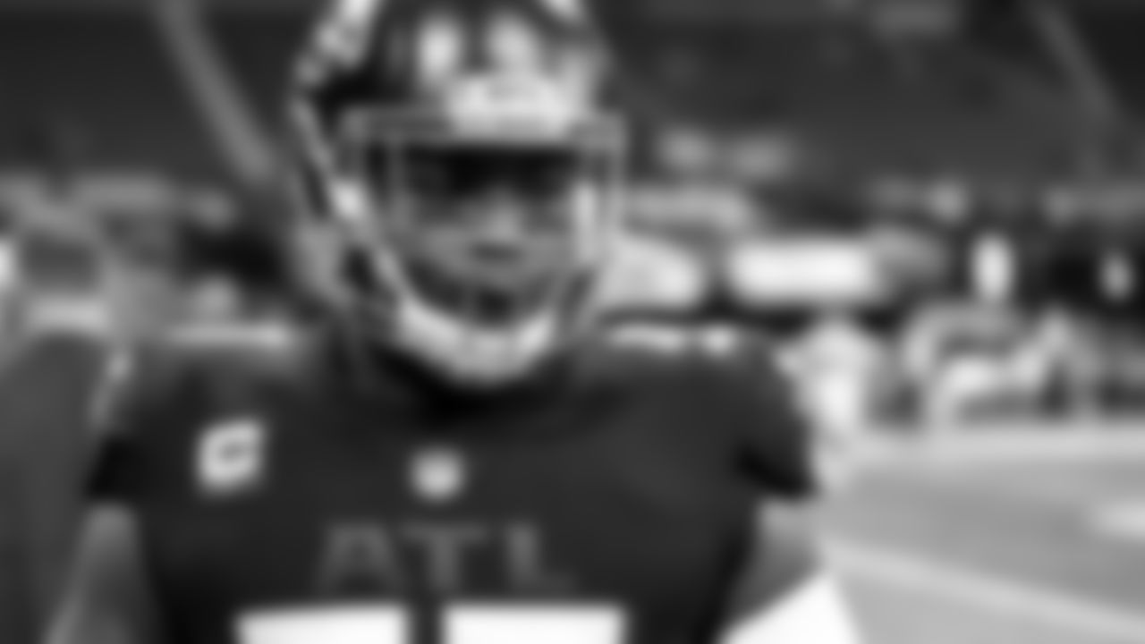 Atlanta Falcons defensive tackle Grady Jarrett #97 looks on during pregame against the Tampa Bay Buccaneers on December 20, 2020.