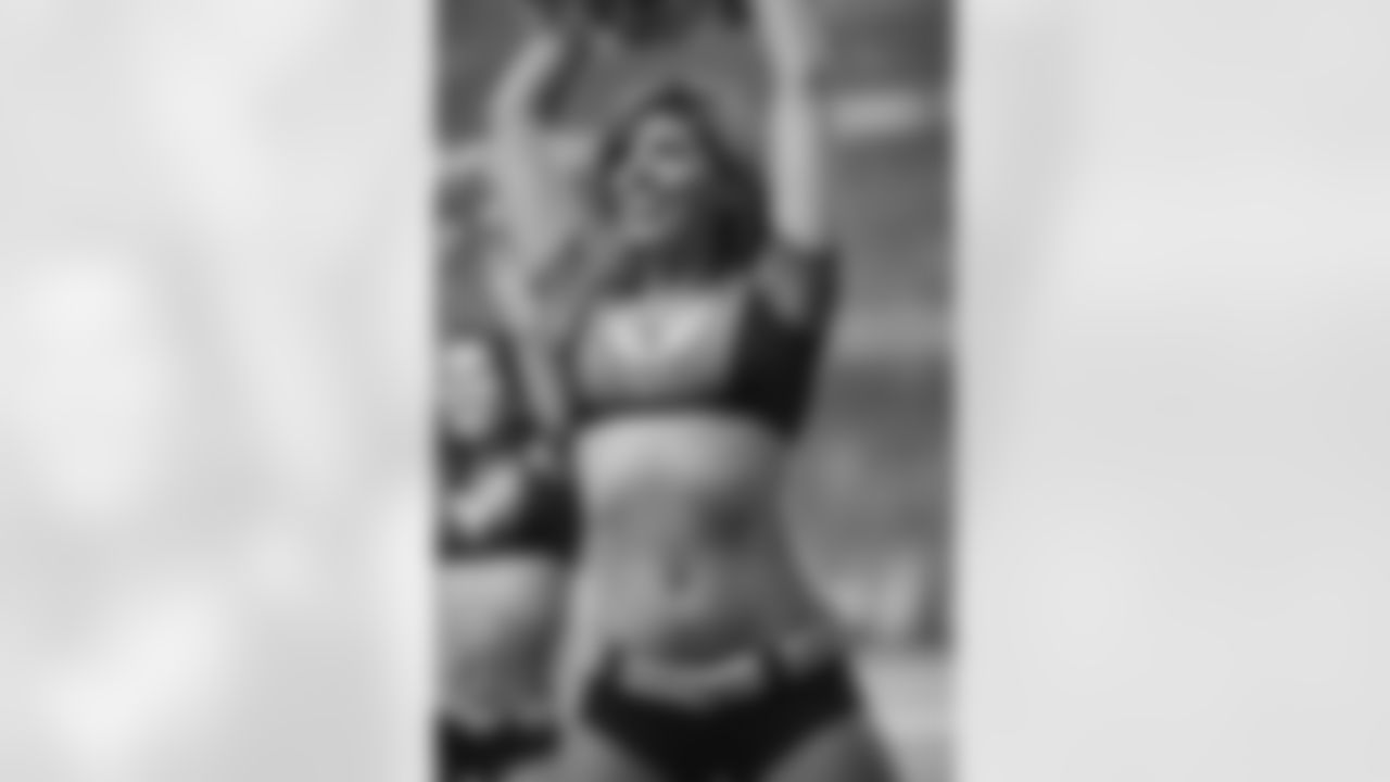 Atlanta Falcons Cheerleader Emily B. smiles at the crowd