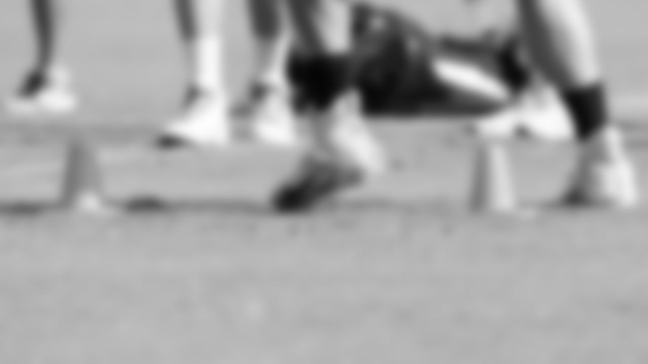 A detail shot of Atlanta Falcons quarterback Feleipe Franks #15 running drills during AT&T Atlanta Falcons Training Camp at Atlanta Falcons Headquarters in Flowery Branch, Georgia, on Wednesday August 11, 2021. (Photo by Dakota Williams/Atlanta Falcons)