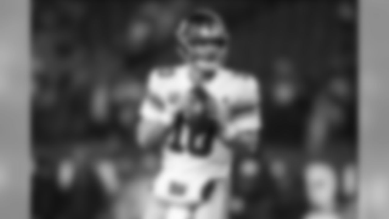 New York Giants' Eli Manning warms up before an NFL football game against the Philadelphia Eagles, Monday, Dec. 9, 2019, in Philadelphia. (AP Photo/Matt Rourke)