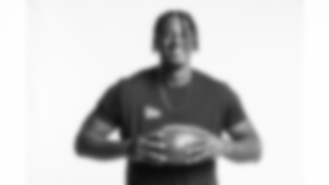 Miami Defensive End Gregory Rousseau poses for a portrait Saturday March 13, 2021 in Pensacola, FL. (Todd Rosenberg via AP)