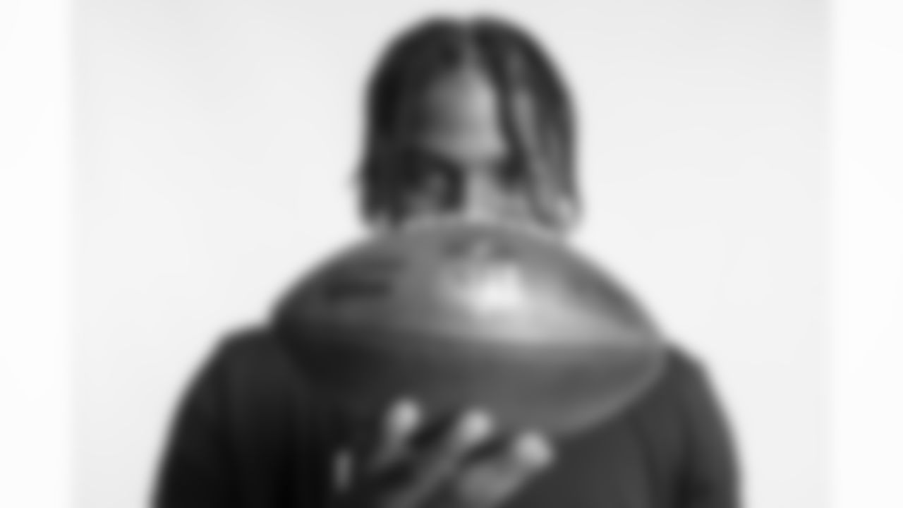 Miami Defensive End Gregory Rousseau poses for a portrait Saturday March 13, 2021 in Pensacola, FL. (Todd Rosenberg via AP)