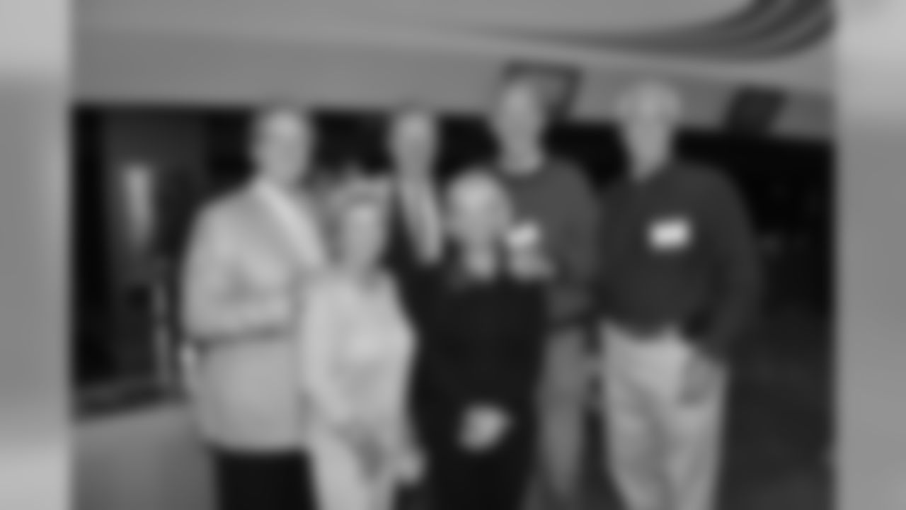 From left to right: Pat Hughes, John Mara, Bob Lurtsema and Bob Tucker. Below are Hugh's wife, Carrol, and Mara's wife, Denise. Hughes, Lurtsema and Tucker played for the Giants in the 1970's.