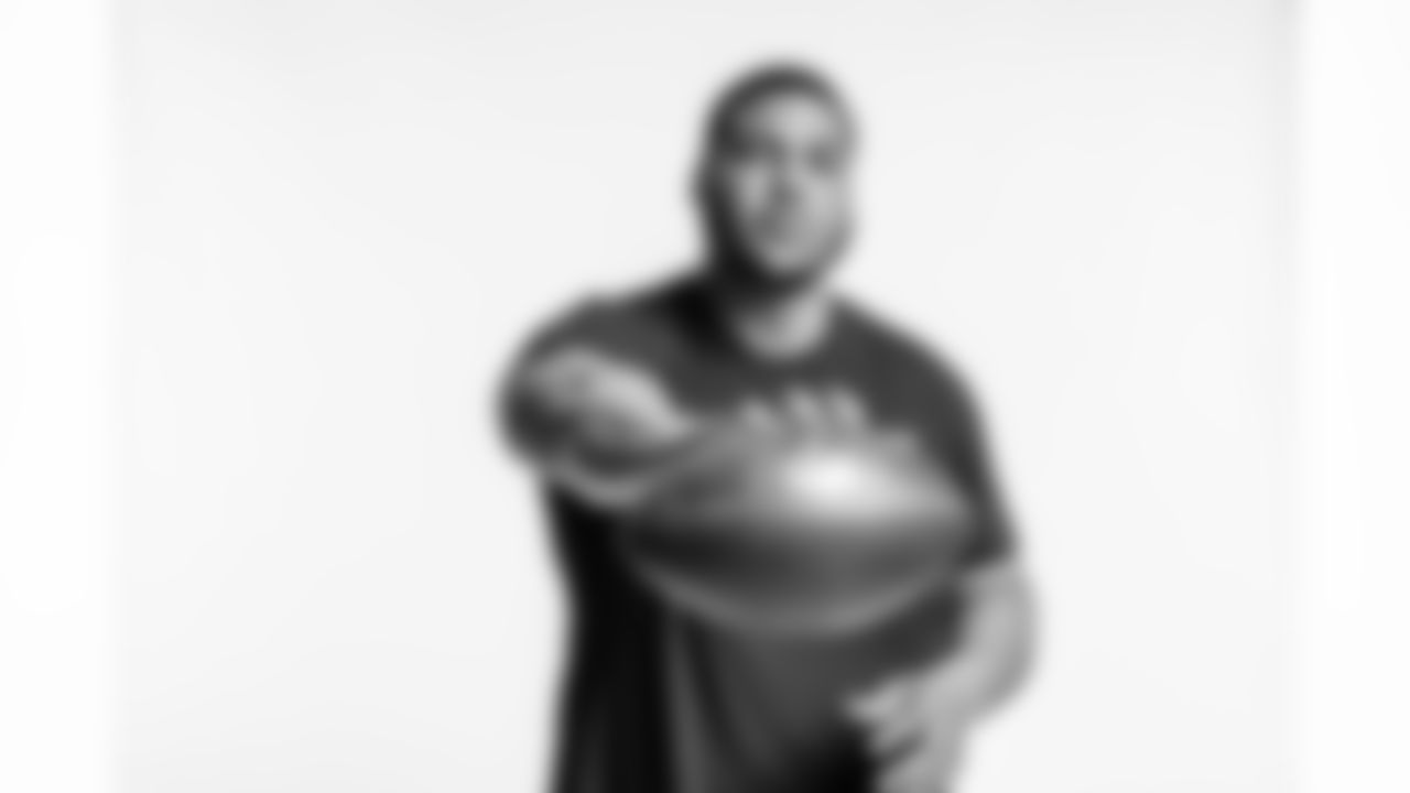 Virginia Tech offensive tackle Christian Darrisaw poses for a portrait Saturday March 13, 2021 in Pensacola, FL. (Todd Rosenberg/NFL)
